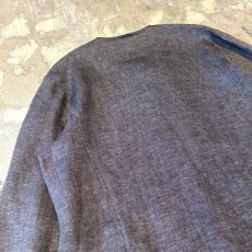 画像9: CHARCOAL NO COLLAR LINEN JACKET / Mens L (9)