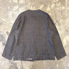 画像2: CHARCOAL NO COLLAR LINEN JACKET / Mens L (2)