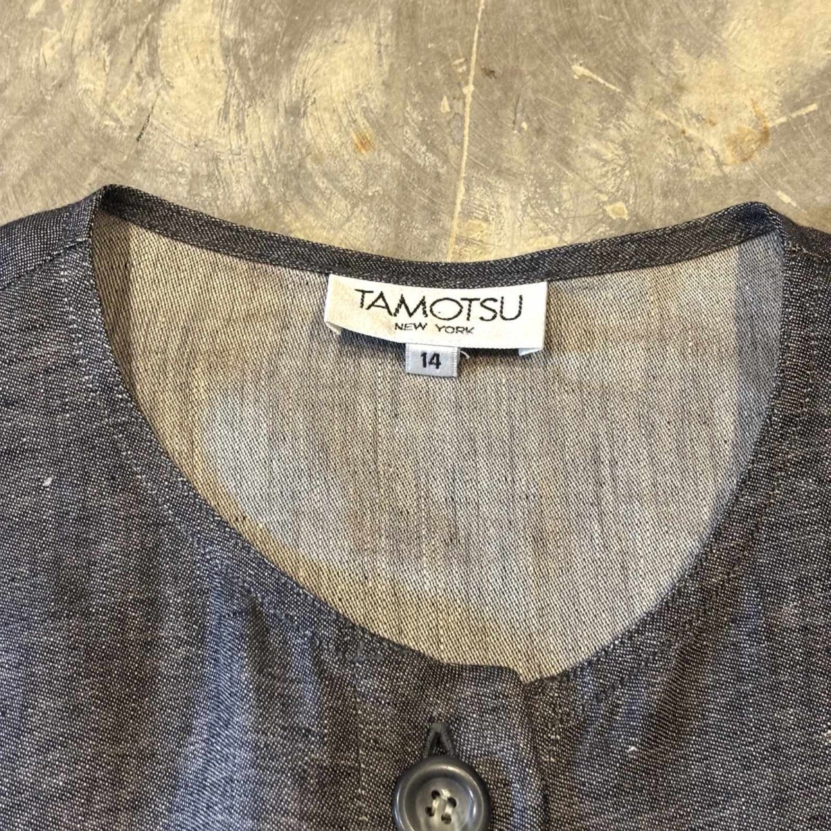画像10: CHARCOAL NO COLLAR LINEN JACKET / Mens L (10)