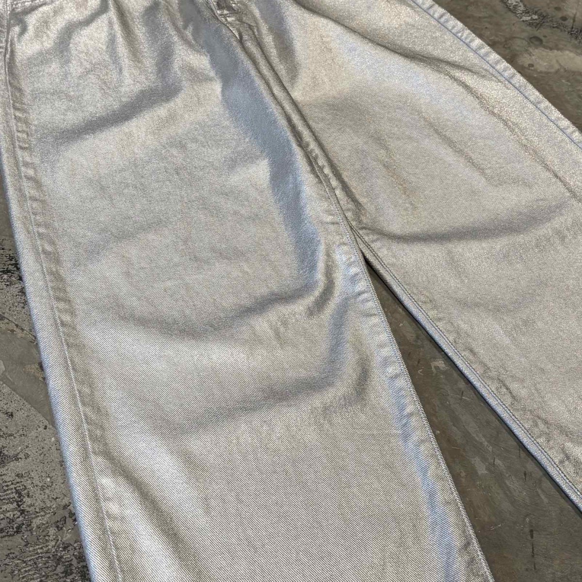 画像5: LUSTER SILVER COLOR WIDE SILHOUETTE PANTS / W33 (5)