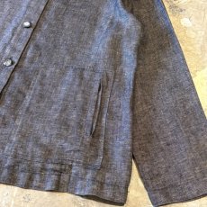 画像6: CHARCOAL NO COLLAR LINEN JACKET / Mens L (6)
