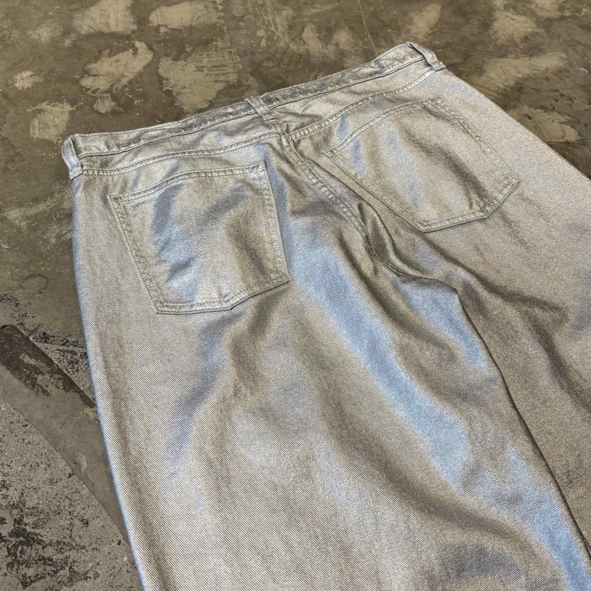 画像9: LUSTER SILVER COLOR WIDE SILHOUETTE PANTS / W33 (9)