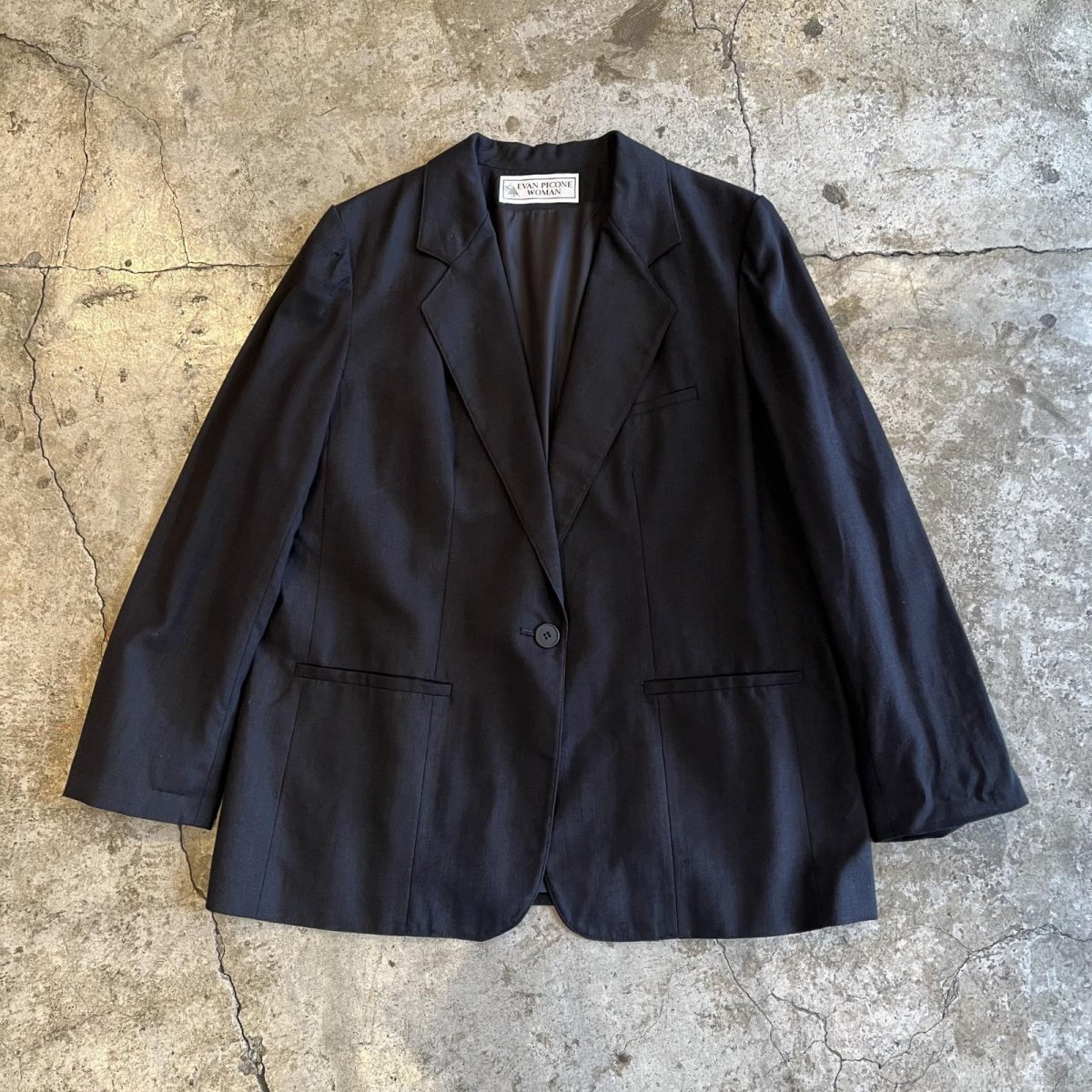 画像1: 3 POCKET DESIGN BLACK COLOR TAILORED JACKET / Ladies L(16W) / MADE IN USA (1)