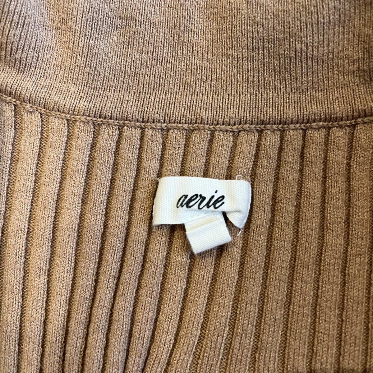 画像10: CAMEL COLOR RIB SHORT DESIGN KNIT CARDIGAN / Ladies XS~S(S) (10)