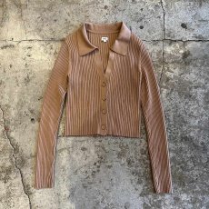 画像1: CAMEL COLOR RIB SHORT DESIGN KNIT CARDIGAN / Ladies XS~S(S) (1)
