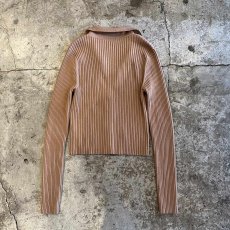 画像2: CAMEL COLOR RIB SHORT DESIGN KNIT CARDIGAN / Ladies XS~S(S) (2)