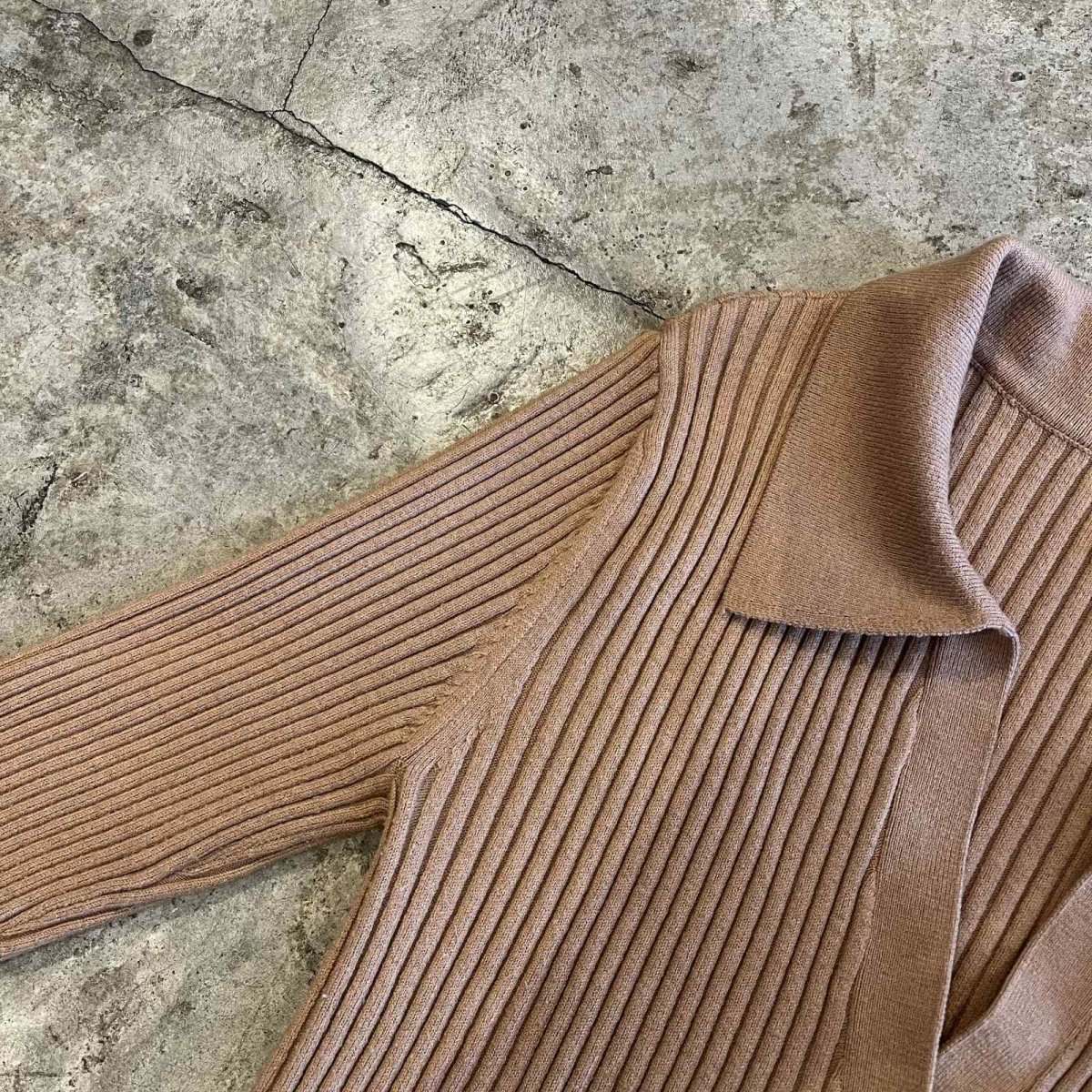 画像9: CAMEL COLOR RIB SHORT DESIGN KNIT CARDIGAN / Ladies XS~S(S) (9)