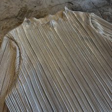 画像3: METALLIC SILVER COLOR DESIGN PLEATS L/S TOPS / Ladies XL(L) (3)