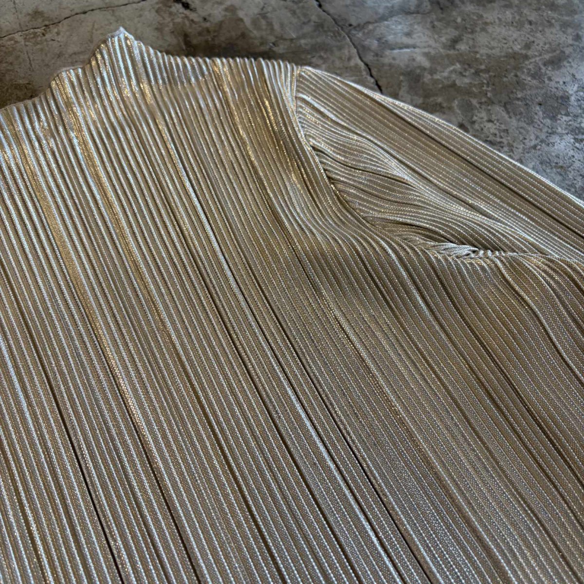 画像9: METALLIC SILVER COLOR DESIGN PLEATS L/S TOPS / Ladies XL(L) (9)