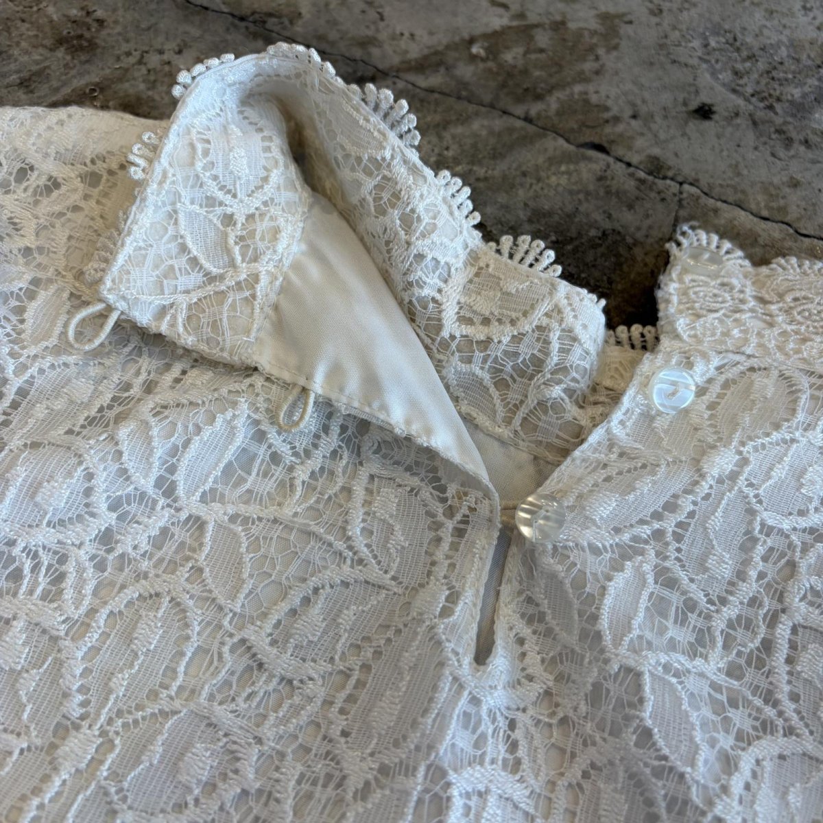画像10: FLORAL LACE PLEATS SLEEVE DESIGN BLOUSE / Ladies M~L (10)