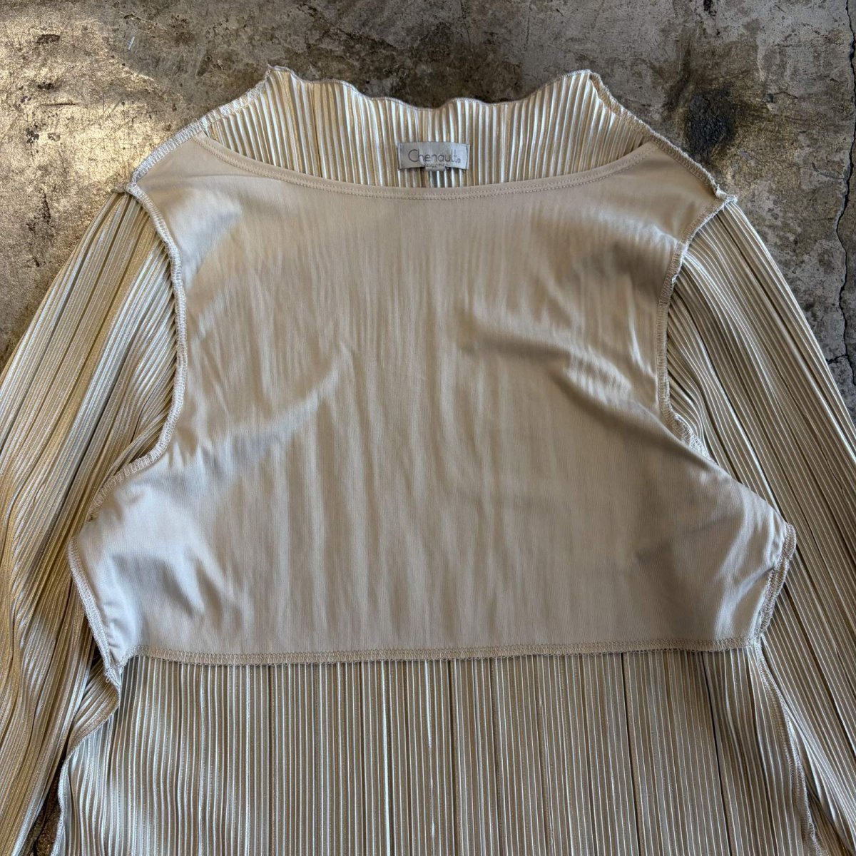 画像10: METALLIC SILVER COLOR DESIGN PLEATS L/S TOPS / Ladies XL(L) (10)
