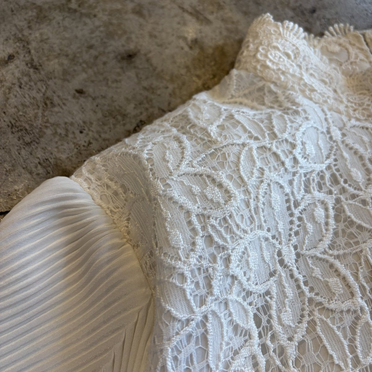 画像7: FLORAL LACE PLEATS SLEEVE DESIGN BLOUSE / Ladies M~L (7)