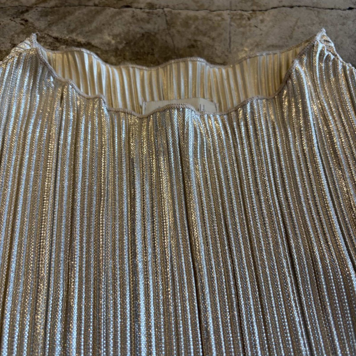 画像6: METALLIC SILVER COLOR DESIGN PLEATS L/S TOPS / Ladies XL(L) (6)