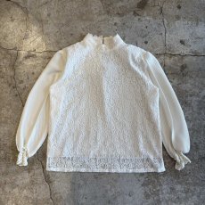 画像1: FLORAL LACE PLEATS SLEEVE DESIGN BLOUSE / Ladies M~L (1)