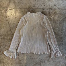 画像2: METALLIC SILVER COLOR DESIGN PLEATS L/S TOPS / Ladies XL(L) (2)