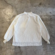 画像2: FLORAL LACE PLEATS SLEEVE DESIGN BLOUSE / Ladies M~L (2)