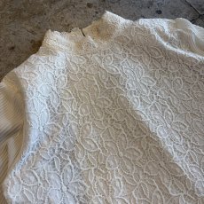 画像3: FLORAL LACE PLEATS SLEEVE DESIGN BLOUSE / Ladies M~L (3)