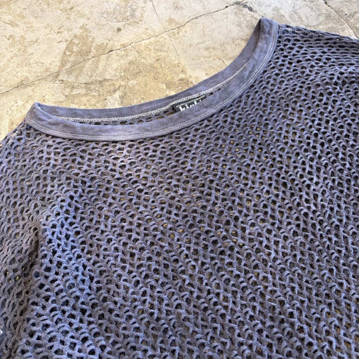 画像3: DARK GRAY COLOR MESH DESIGN L/S TOPS / Ladies L / MADE IN USA (3)