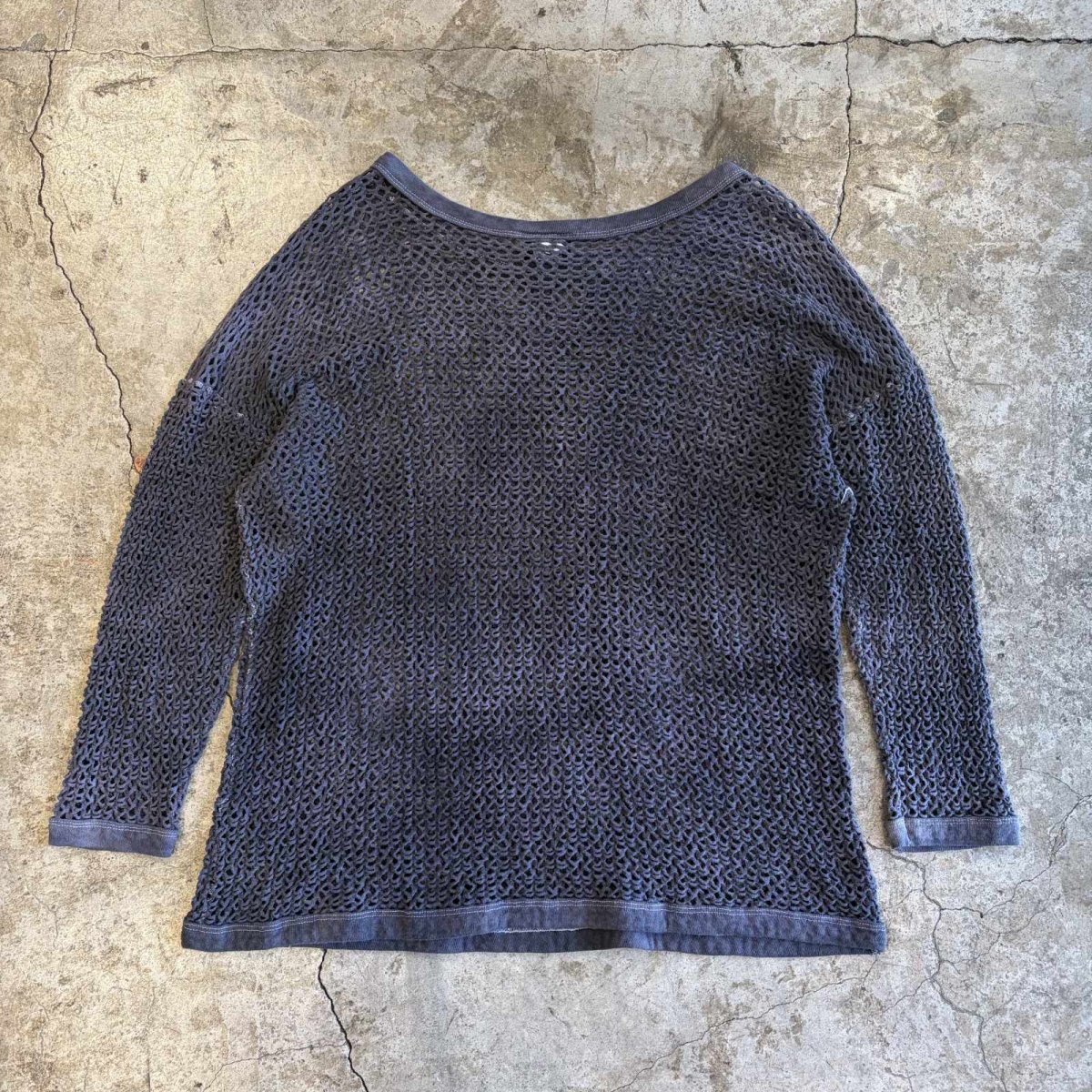 画像2: DARK GRAY COLOR MESH DESIGN L/S TOPS / Ladies L / MADE IN USA (2)