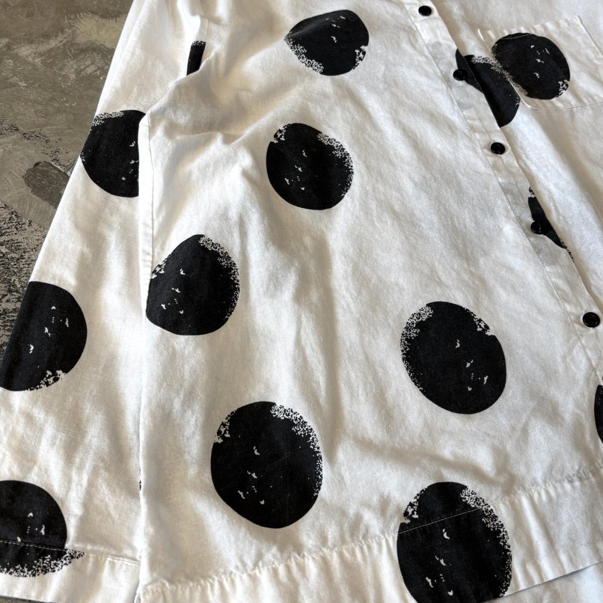 画像5: BICOLOR DOT PATTERN COTTON L/S SHIRT / Mens XL (5)