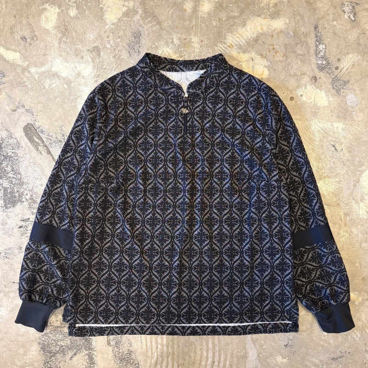 画像1: ALL OVER PATTERN HALF ZIP L/S TOPS / Mens L  (1)