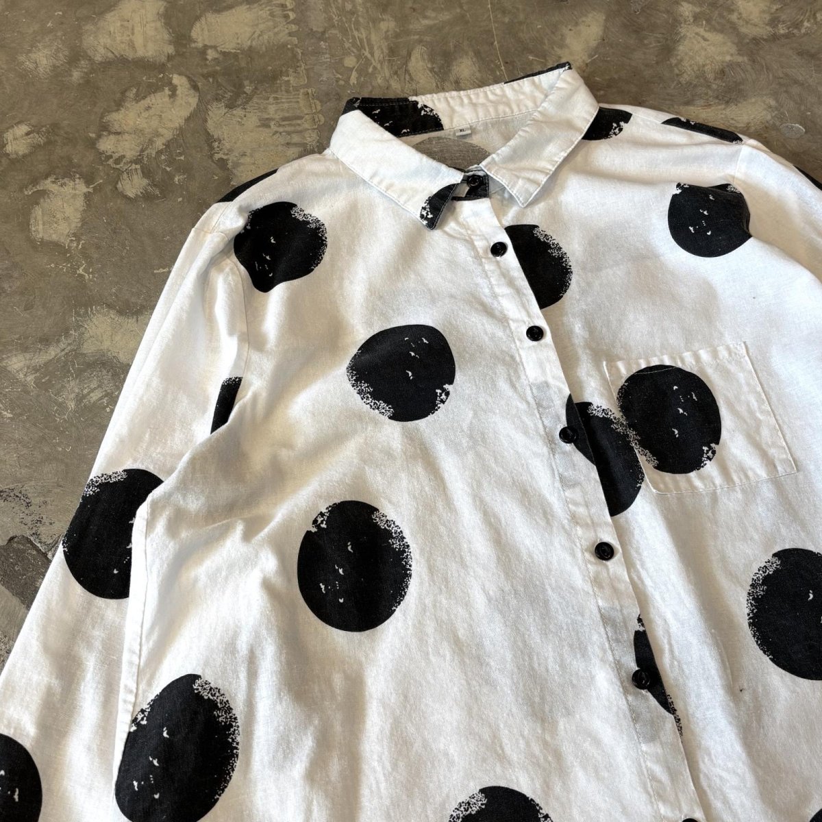 画像3: BICOLOR DOT PATTERN COTTON L/S SHIRT / Mens XL (3)