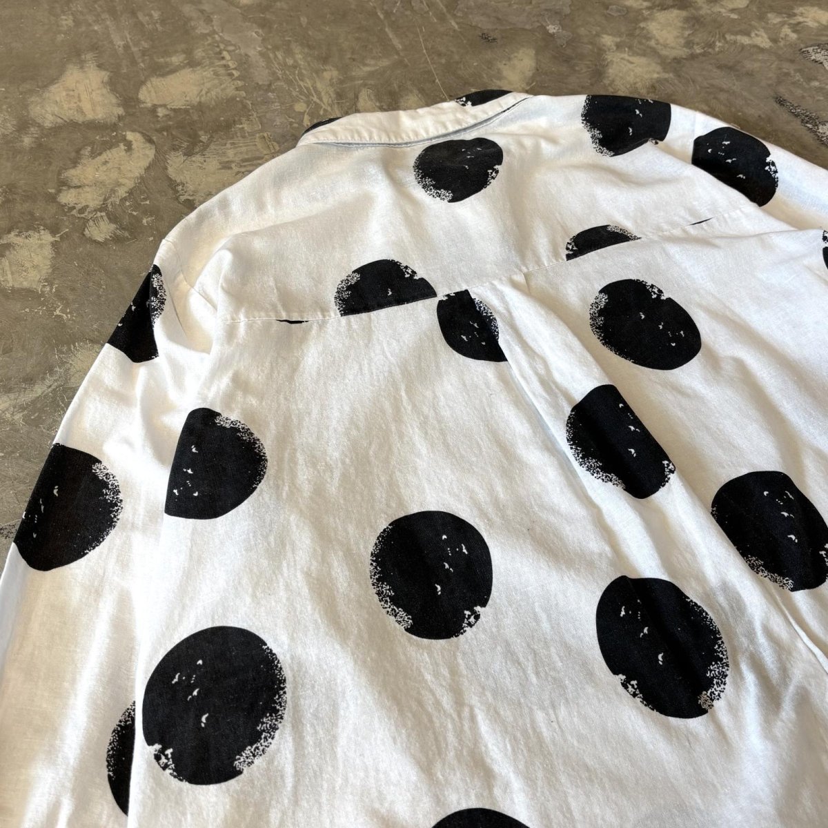 画像9: BICOLOR DOT PATTERN COTTON L/S SHIRT / Mens XL (9)
