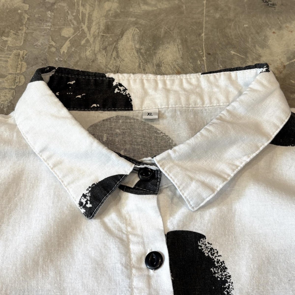 画像10: BICOLOR DOT PATTERN COTTON L/S SHIRT / Mens XL (10)