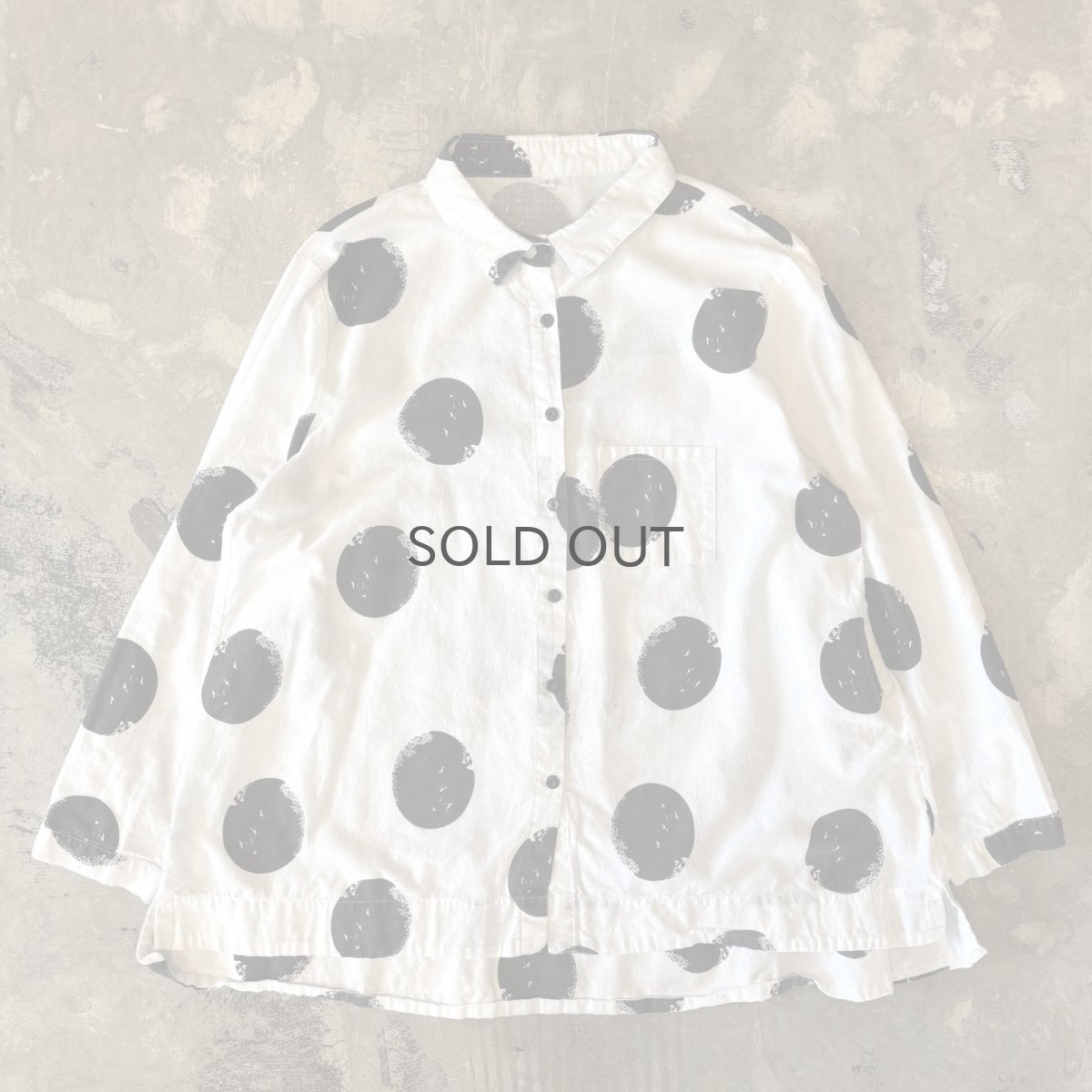 画像1: BICOLOR DOT PATTERN COTTON L/S SHIRT / Mens XL (1)