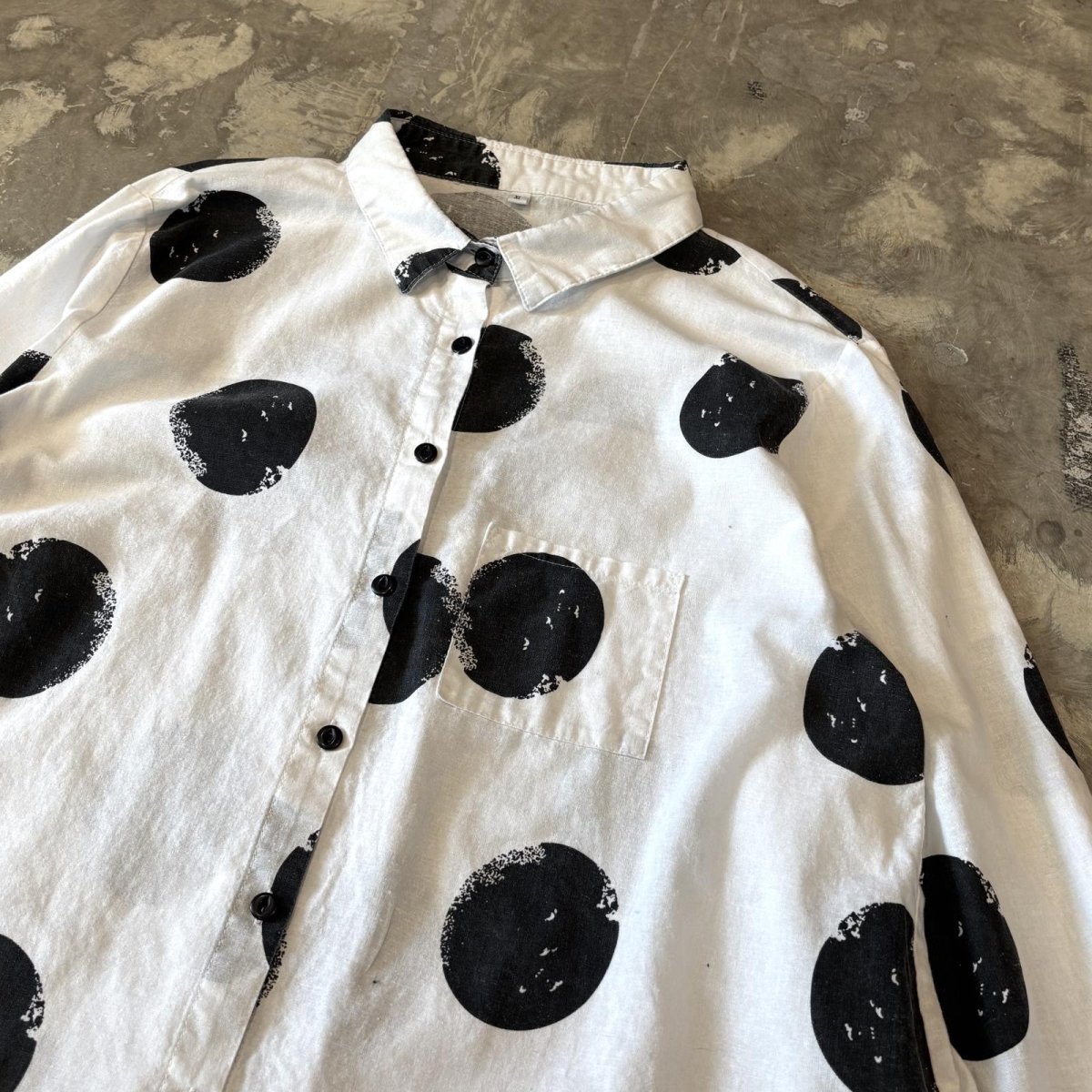 画像4: BICOLOR DOT PATTERN COTTON L/S SHIRT / Mens XL (4)