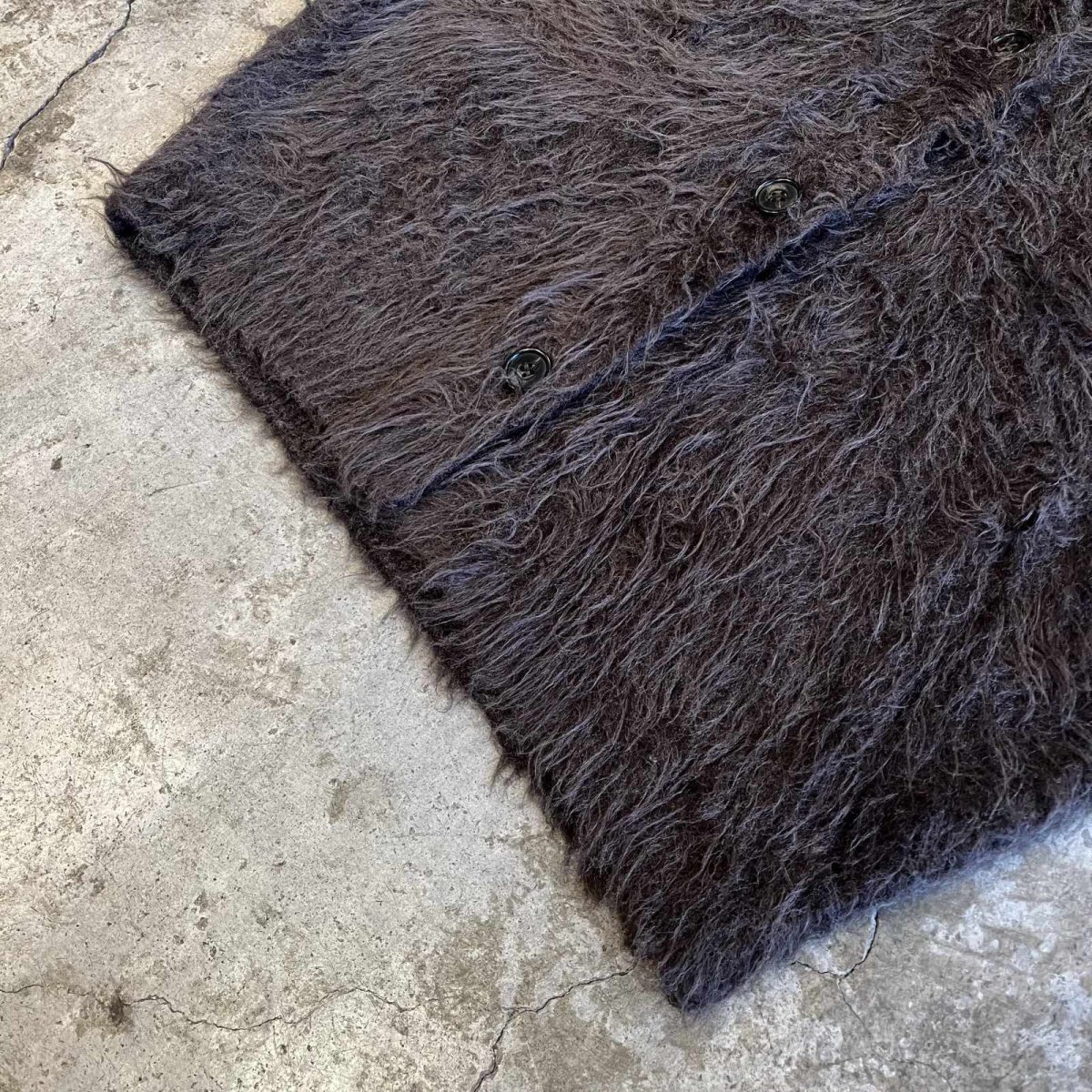 画像4: 3 BUTTON LONG SHAGGY DESIGN KNIT VEST / Ladies L (4)