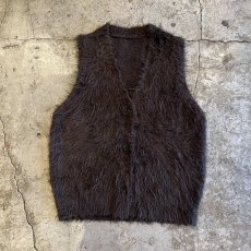 画像1: 3 BUTTON LONG SHAGGY DESIGN KNIT VEST / Ladies L (1)