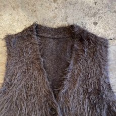 画像6: 3 BUTTON LONG SHAGGY DESIGN KNIT VEST / Ladies L (6)