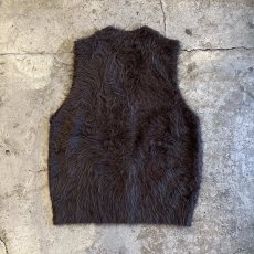 画像2: 3 BUTTON LONG SHAGGY DESIGN KNIT VEST / Ladies L (2)