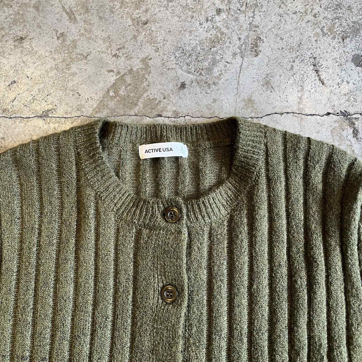 画像7: DOWN FRILL DESIGN RIB KNIT CARDIGAN / Ladies M~L(L) (7)