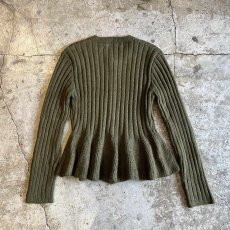 画像2: DOWN FRILL DESIGN RIB KNIT CARDIGAN / Ladies M~L(L) (2)