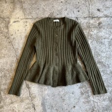 画像1: DOWN FRILL DESIGN RIB KNIT CARDIGAN / Ladies M~L(L) (1)