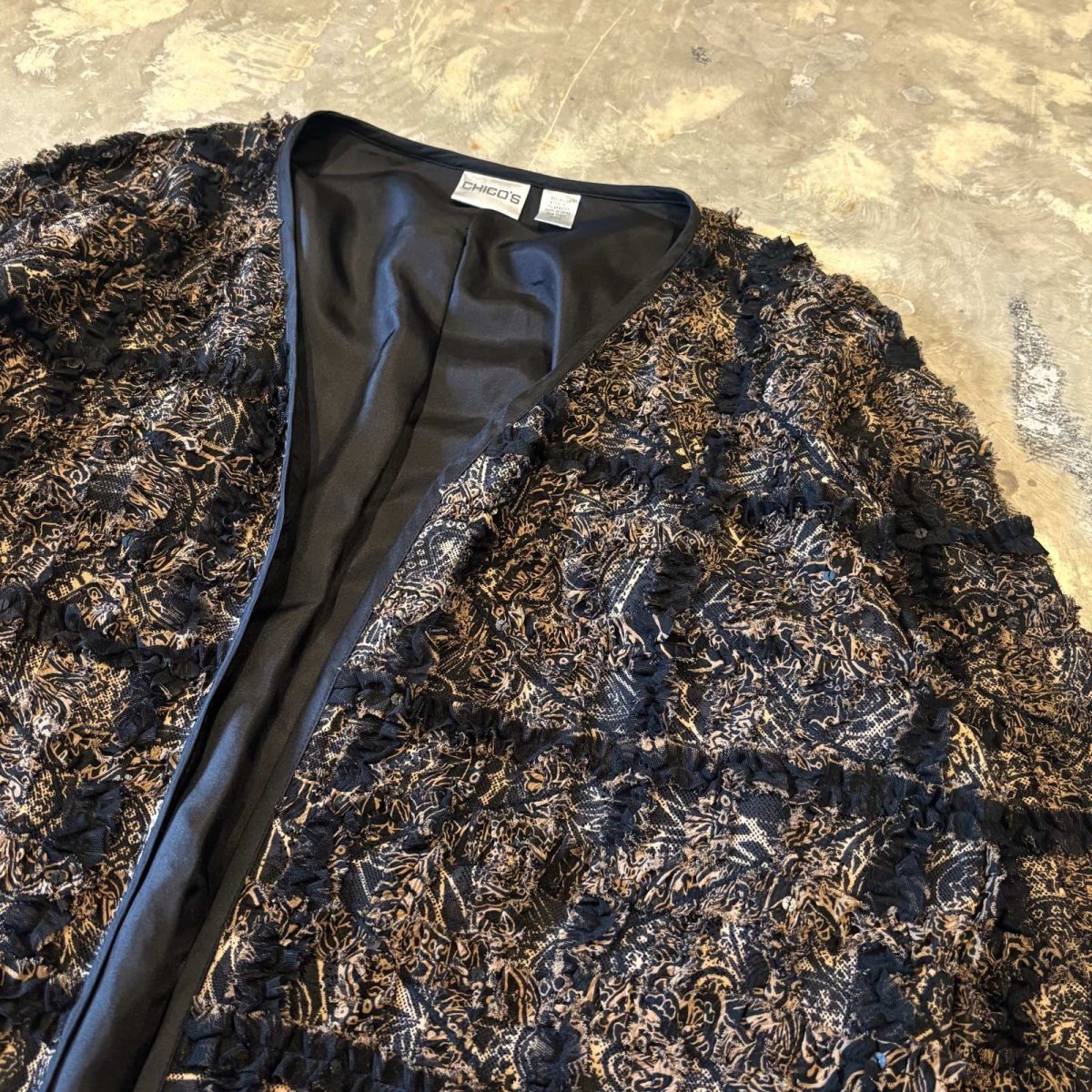 画像4: SPANGLES MIX CHECK PATTERN FRINGES CARDIGAN / Mens L (4)
