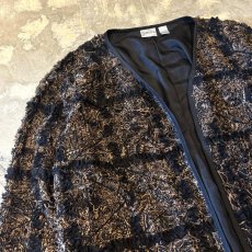 画像3: SPANGLES MIX CHECK PATTERN FRINGES CARDIGAN / Mens L (3)