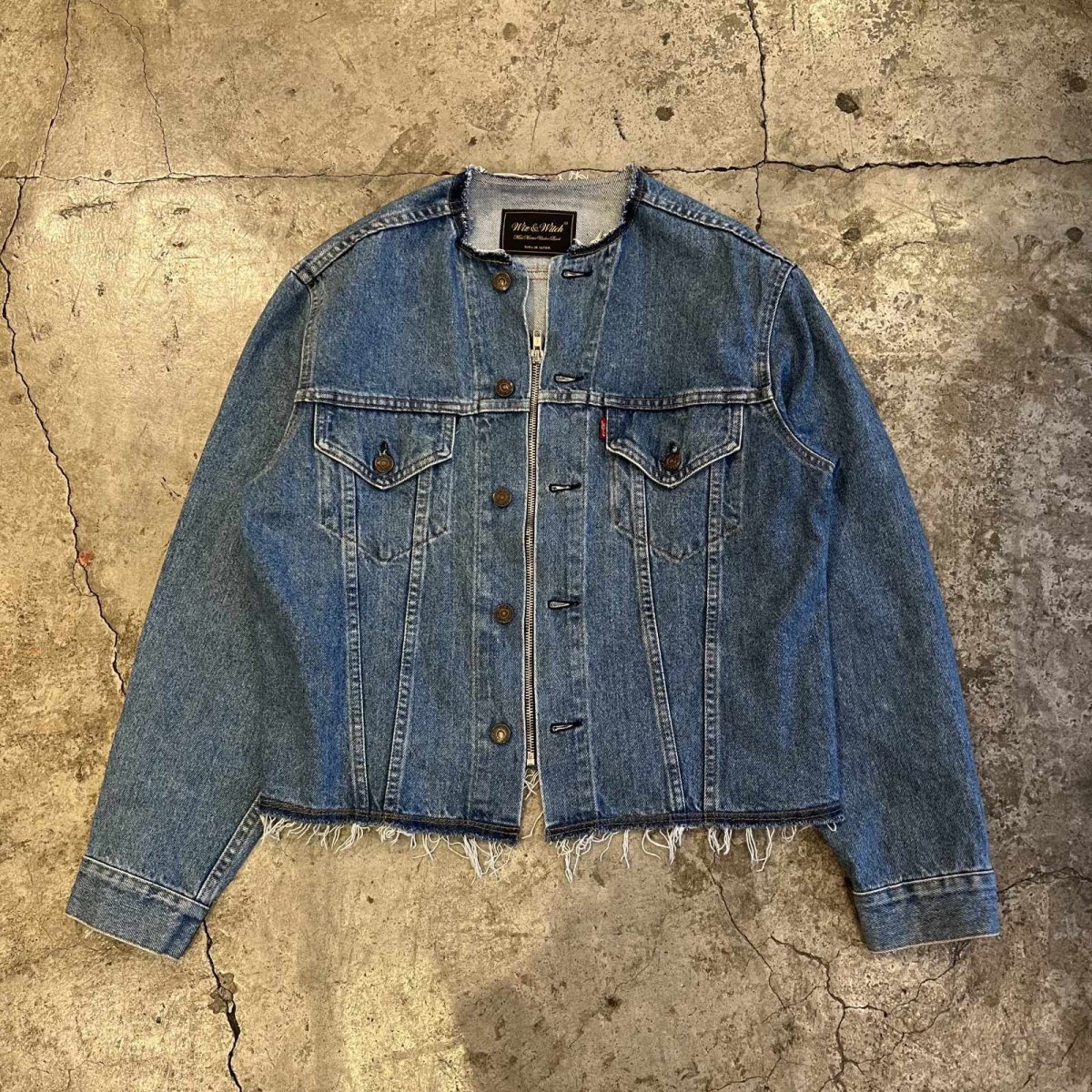 画像1: 【Wiz&Witch】"WANDERER" NO COLLAR ZIP UP DENIM JACKET / OS (1)