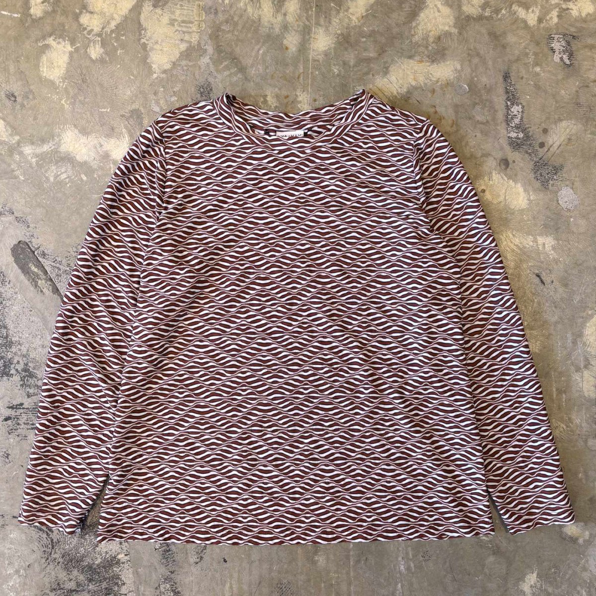 画像1: ALL OVER WAVE PATTERN L/S TOPS / Mens M (1)