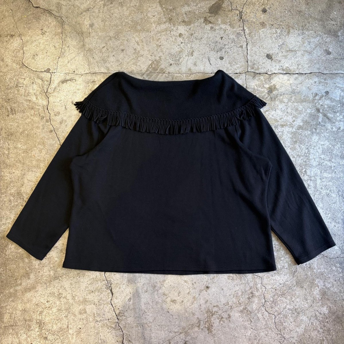画像2: BOAT NECK FRINGE DESIGN L/S TOPS / Ladies 3X(L) (2)