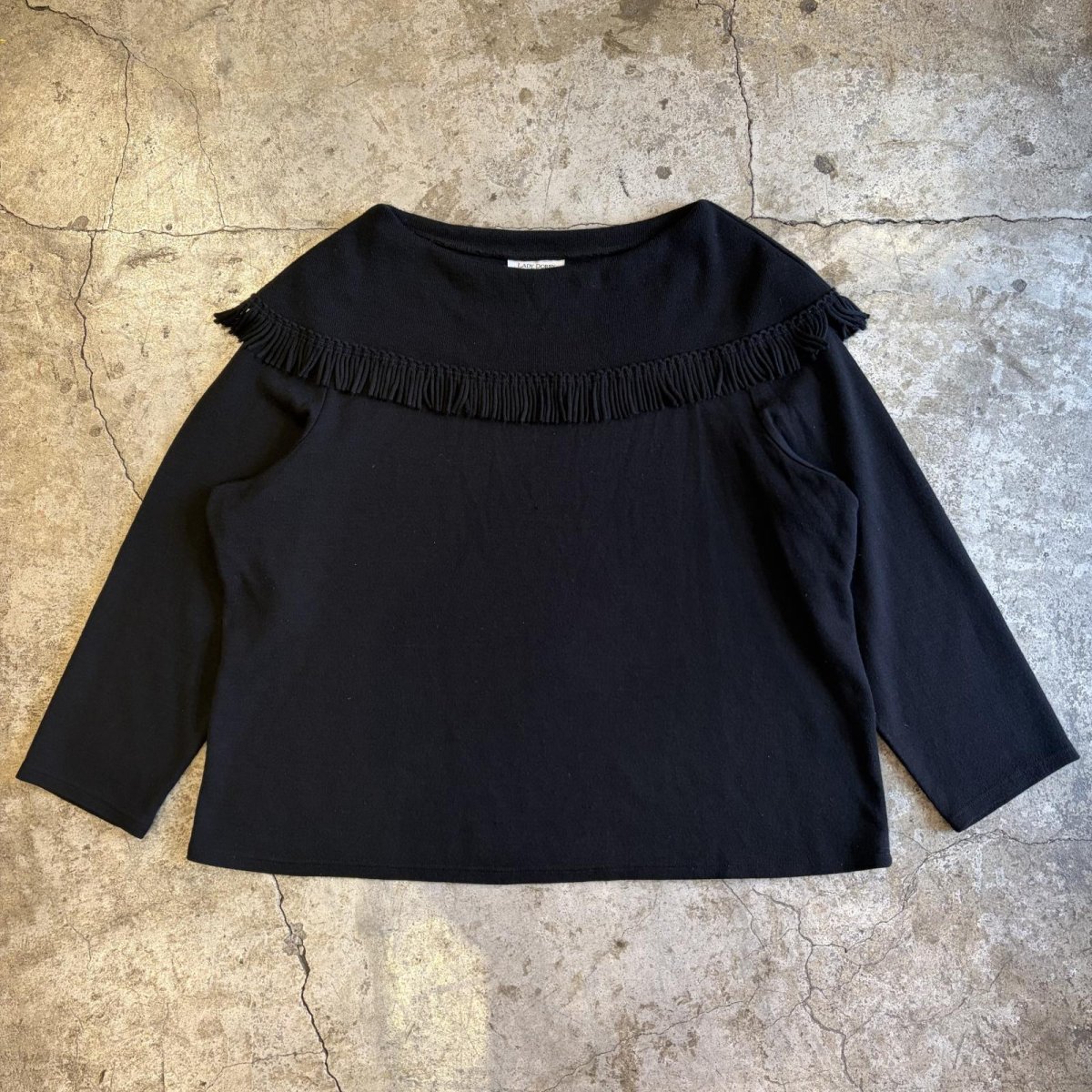 画像1: BOAT NECK FRINGE DESIGN L/S TOPS / Ladies 3X(L) (1)