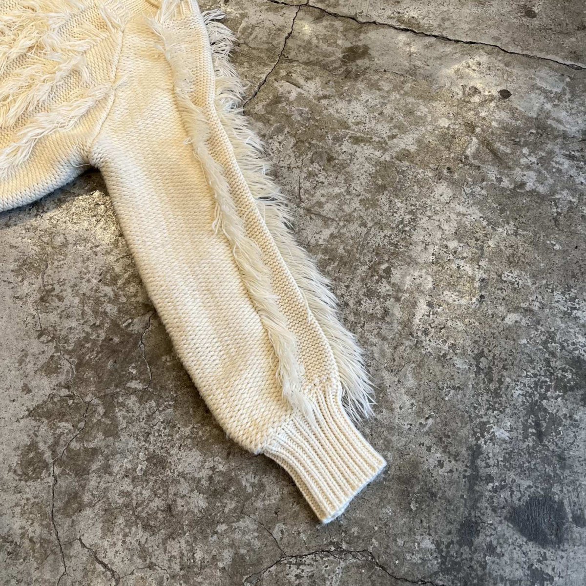 画像7: FRINGE LINE SHORT DESIGN  KNIT SWEATER / Ladies M(S)  (7)