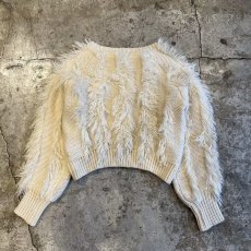 画像2: FRINGE LINE SHORT DESIGN  KNIT SWEATER / Ladies M(S)  (2)