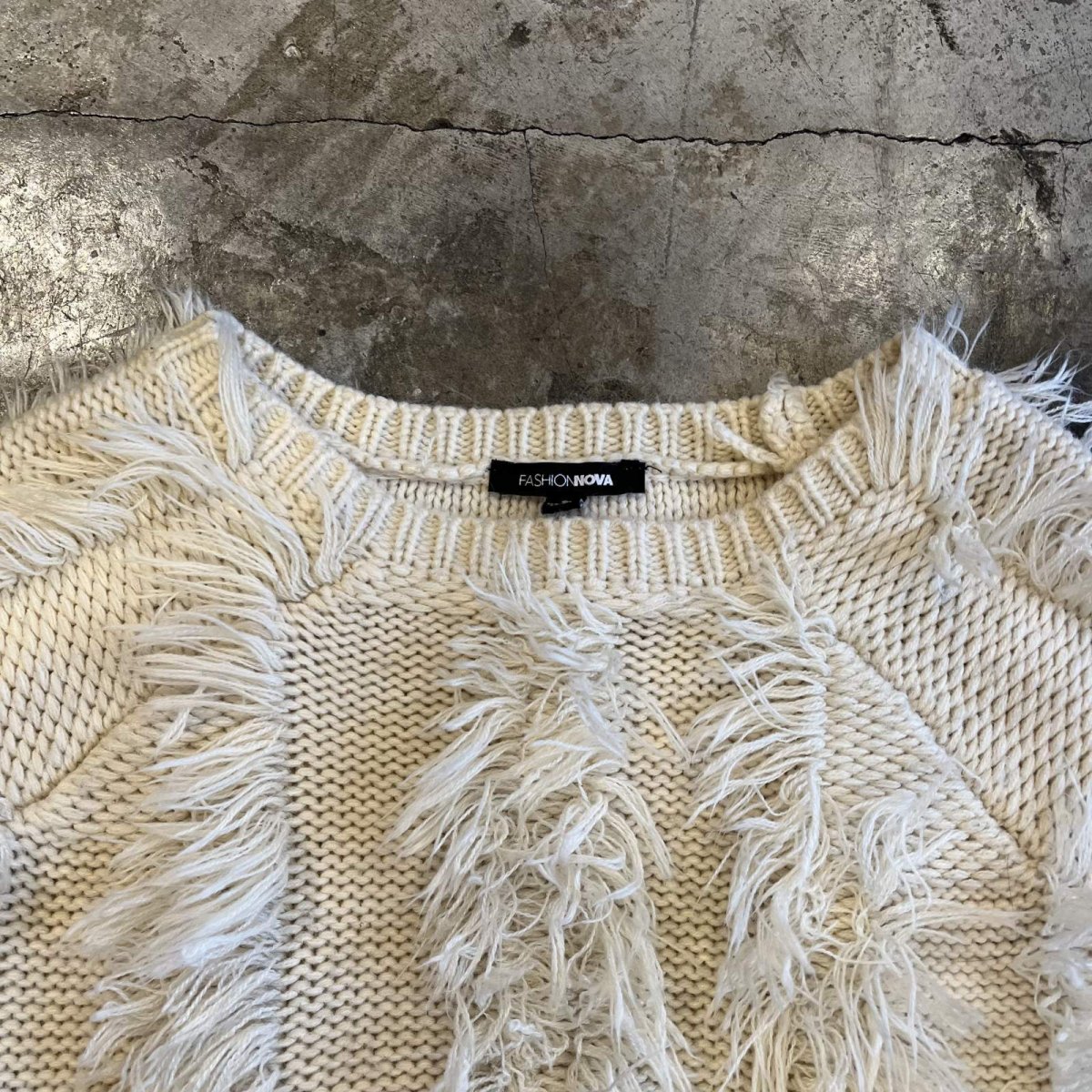 画像8: FRINGE LINE SHORT DESIGN  KNIT SWEATER / Ladies M(S)  (8)