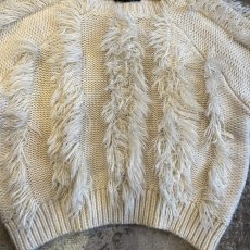 画像10: FRINGE LINE SHORT DESIGN  KNIT SWEATER / Ladies M(S)  (10)