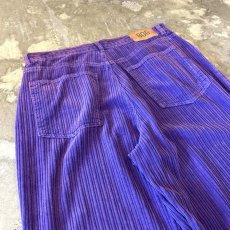 画像9: PURPLE COLOR CORDUROY WIDE SILHOUETTE PANTS / W33 (9)