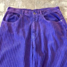 画像10: PURPLE COLOR CORDUROY WIDE SILHOUETTE PANTS / W33 (10)