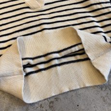 画像6: OPEN NECK COLLAR BORDER PATTERN KNIT TOPS / Ladies M (6)